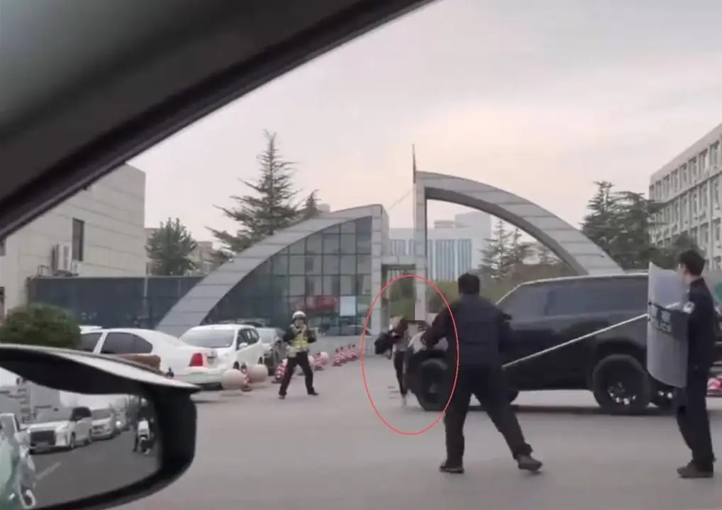 郑州街头一男子持刀与多名警察对峙,路虎司机一脚油门撞翻持刀者,多方回应