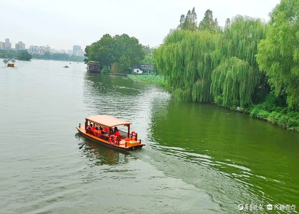 乘游船赏明湖,品“一城山色半城湖”诗意
