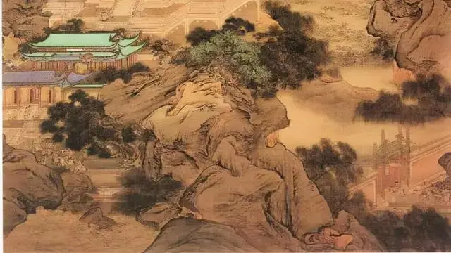 袁江 山水 界画大师袁江，将工致异常的青绿山水，与精密细致的建筑完美结合