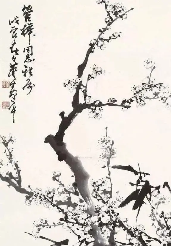 他在创新同时不违古法，画梅花自成一派，被世人称为“董梅”