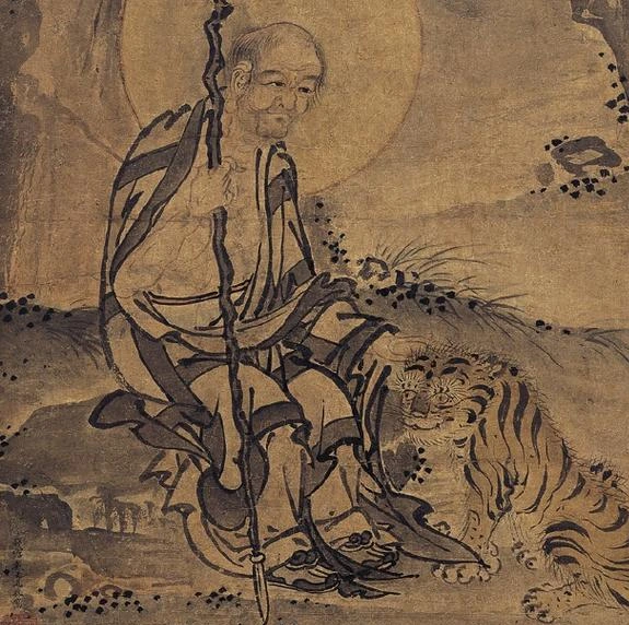 700年前的古画，疑似出现穿越中的老虎，画中老人表情更奇怪