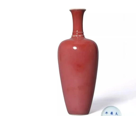 中国古美術品 豇豆紅 花瓶 桃色 大清康煕年製 高22.5cm 豇豆紅 花瓶