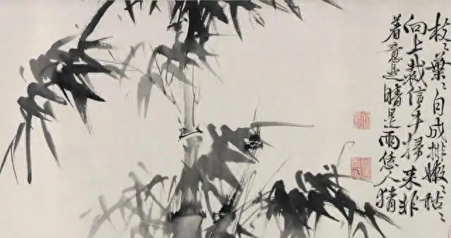 徐渭画竹，以草书笔法作画，行笔豪迈而不肆野
