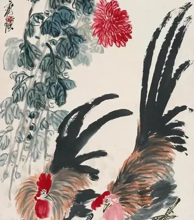 白石翁 公雞圖 齐白石公鸡蚱蜢镜心，成交价格_多少钱_什么价_哪里买_交易出售_