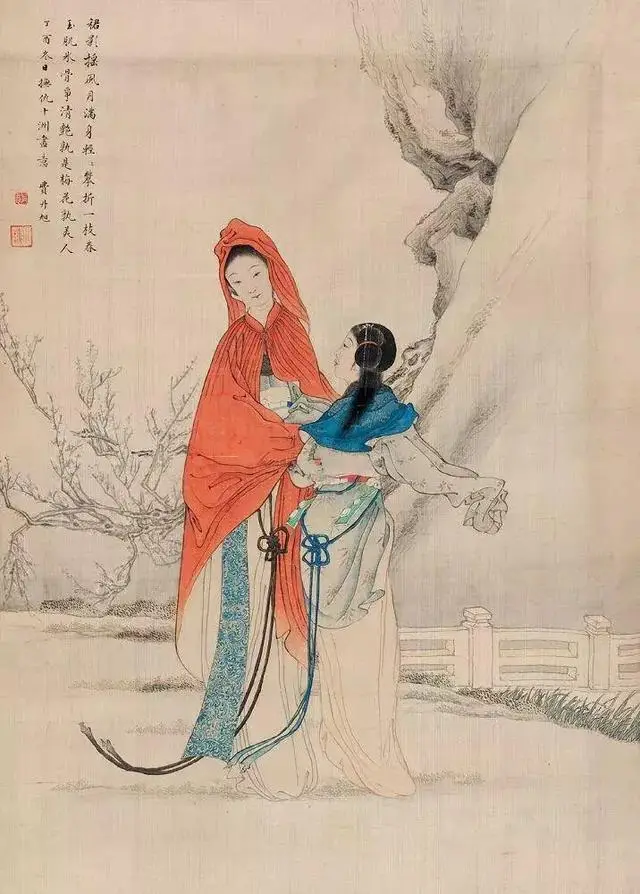 中国絵画　名家　費丹旭　肉筆保証　人物画 － 清代仕女図 掛け軸　2点 中国絵画 名家 費丹旭 肉筆保証 人物画 － 清代仕女図 掛け軸 2