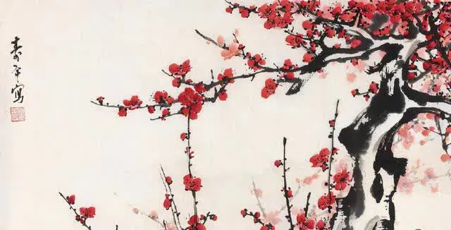 董寿平的梅花图欣赏：用半斤朱砂画梅花，成交价格高达1.7个亿