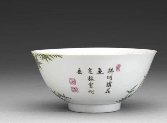 中国美術 白磁高碗 一対 雍正年製 款(A930) 清雍正珐琅彩竹鹊图碗的前世今生