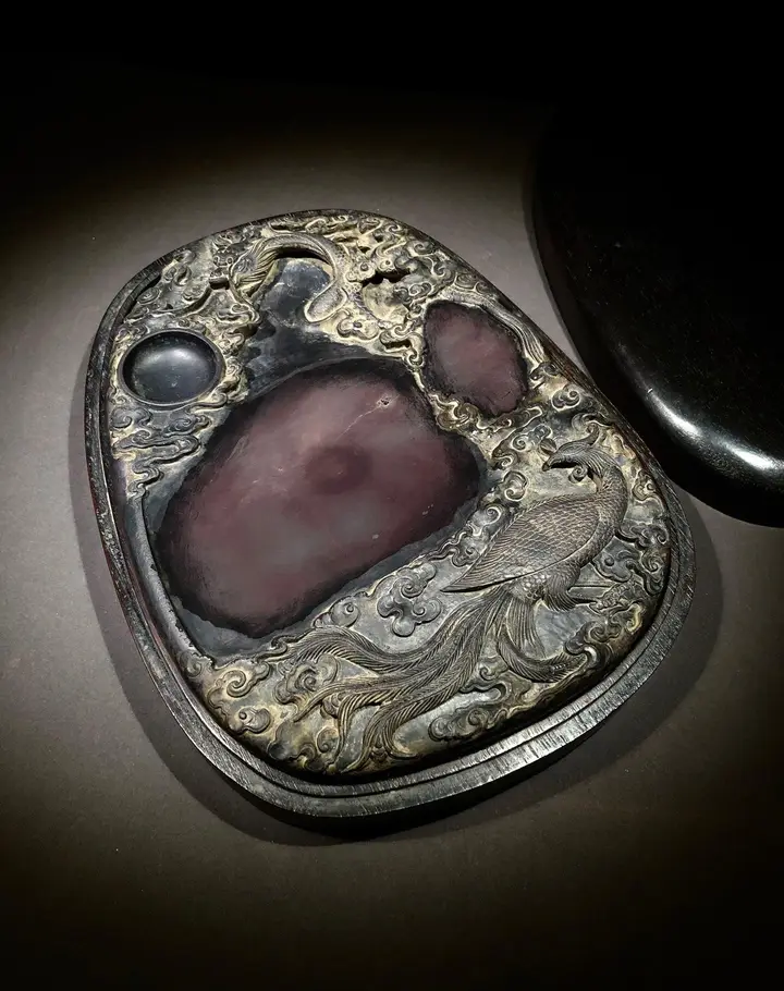 中国　中古硯　清代　火捺紋采端硯 中国 中古硯 清代 火捺紋采端硯