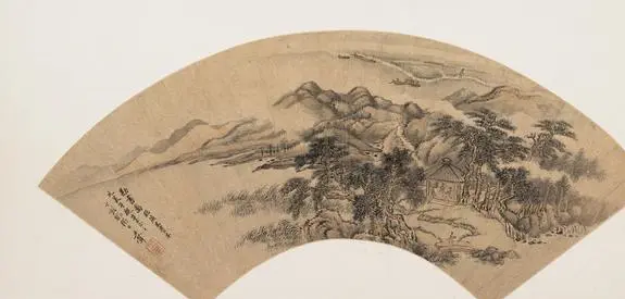 中国画 山水 扇面 清時代 B2023011《山水扇面》清代画家溥儒高清作品– 高清名画